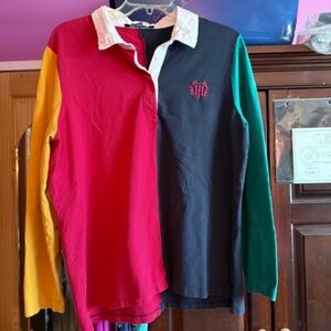 Women's Classic Preppy Tommy Hilfiger bold colorblock and embroidered Crest XL